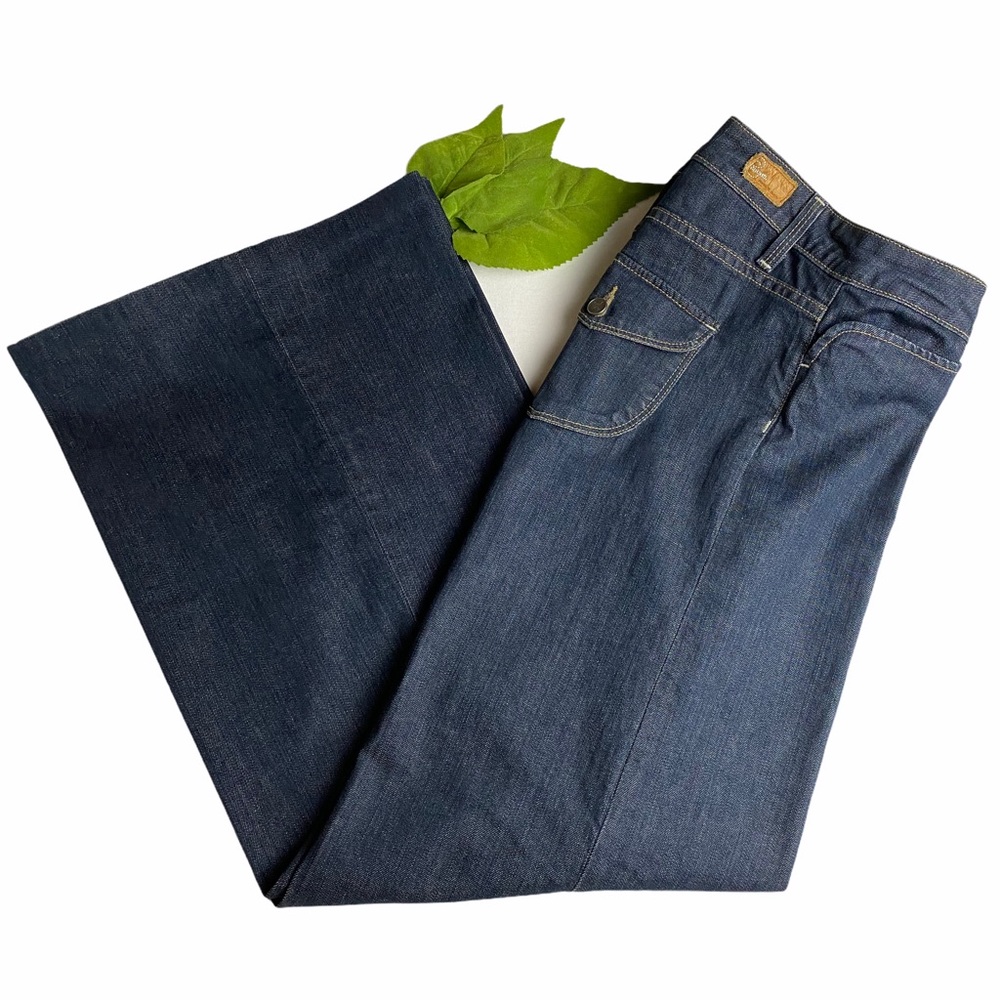 Paige High Waisted Wide Leg Dark Wash Jeans 31